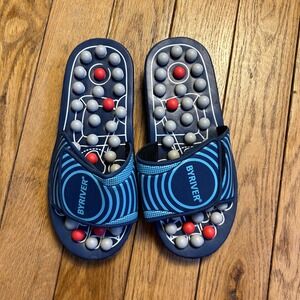 BYRIVER Acupressure Foot Massage Slippers Navy Blue Reflexology Sandals Size S